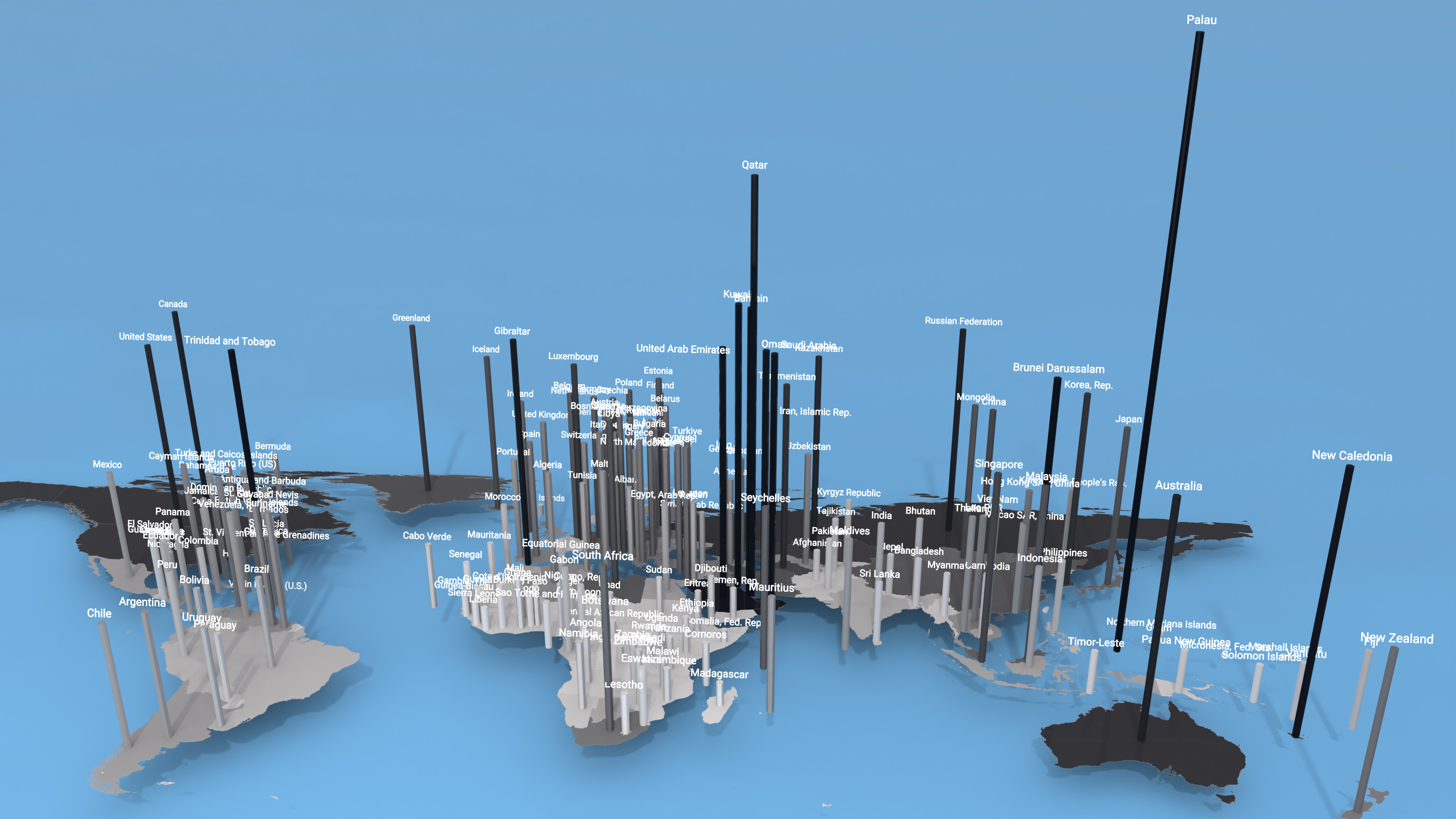 Volodymyr Afonchenko — THEWORLDONLY CO2 ATLAS. Global Carbon Footprint Map. Concept, Data Analysis & 3D Visualization.